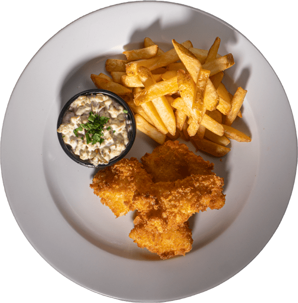 Fish & Chips dorsz w panko z frytkami i sosem tatarskim | Restauracja Saska Kępa